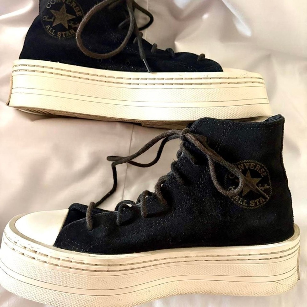 Converse Chuck Taylor All Star Platform High Top Black Suede Sneakers Size 6.5